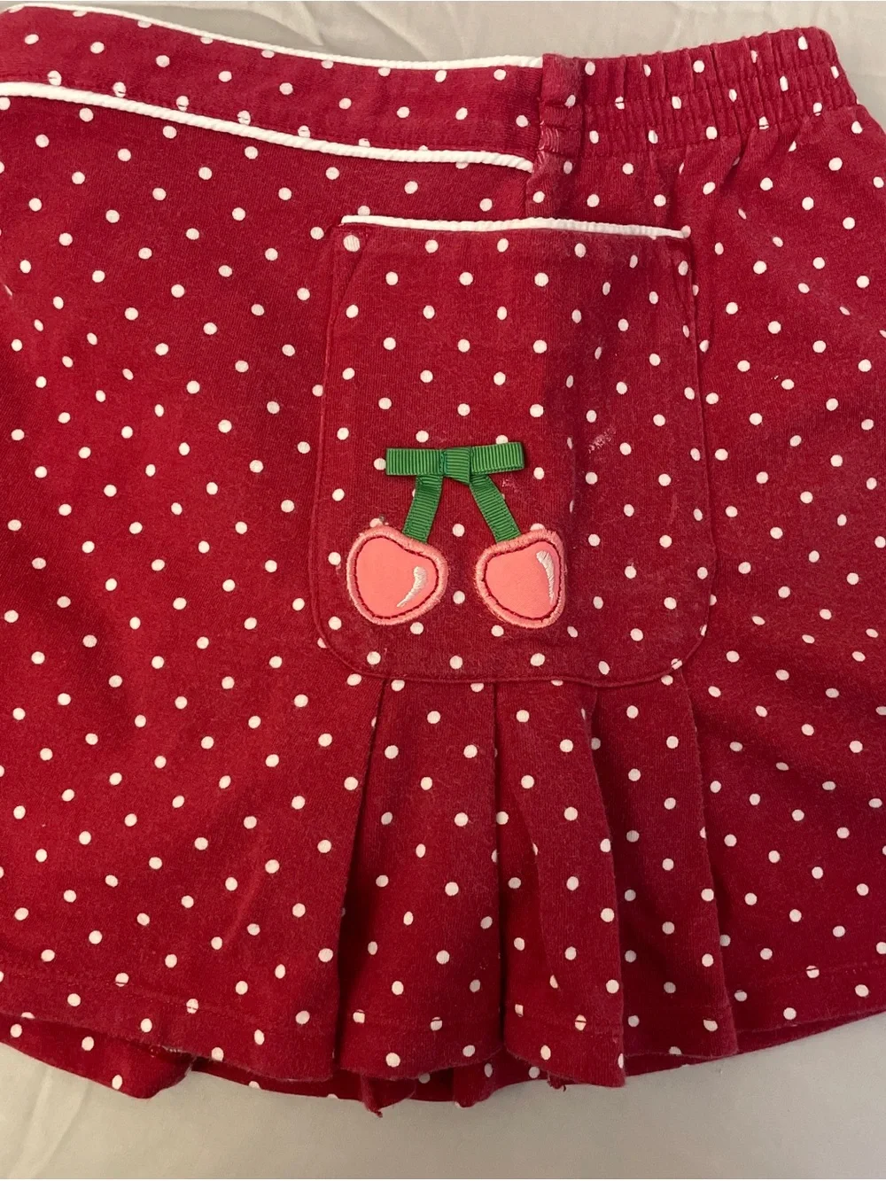 Gymboree Cotton Light Pink Cherry Tee with Red Polka Dot Skort Outfit Set Sz 5